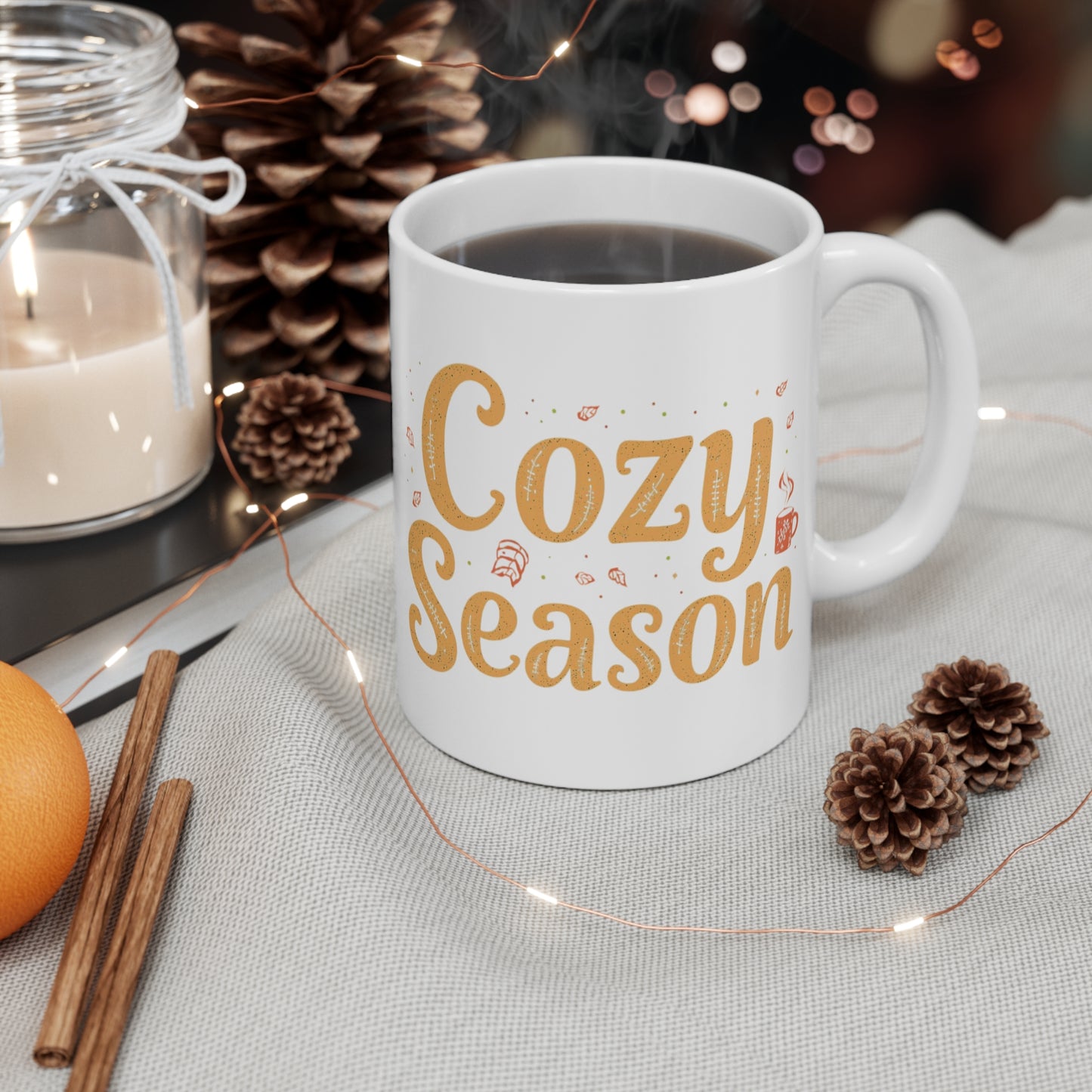 Cozy Season Mug - 11oz Ceramic Coffee Cup for Autumn & Winter